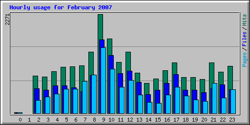 Hourly usage for February 2007