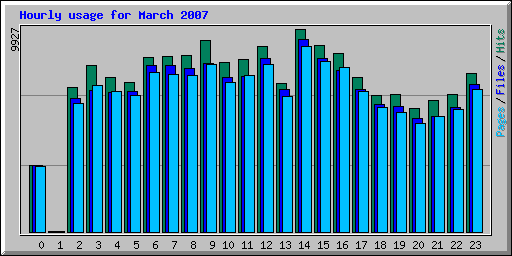 Hourly usage for March 2007